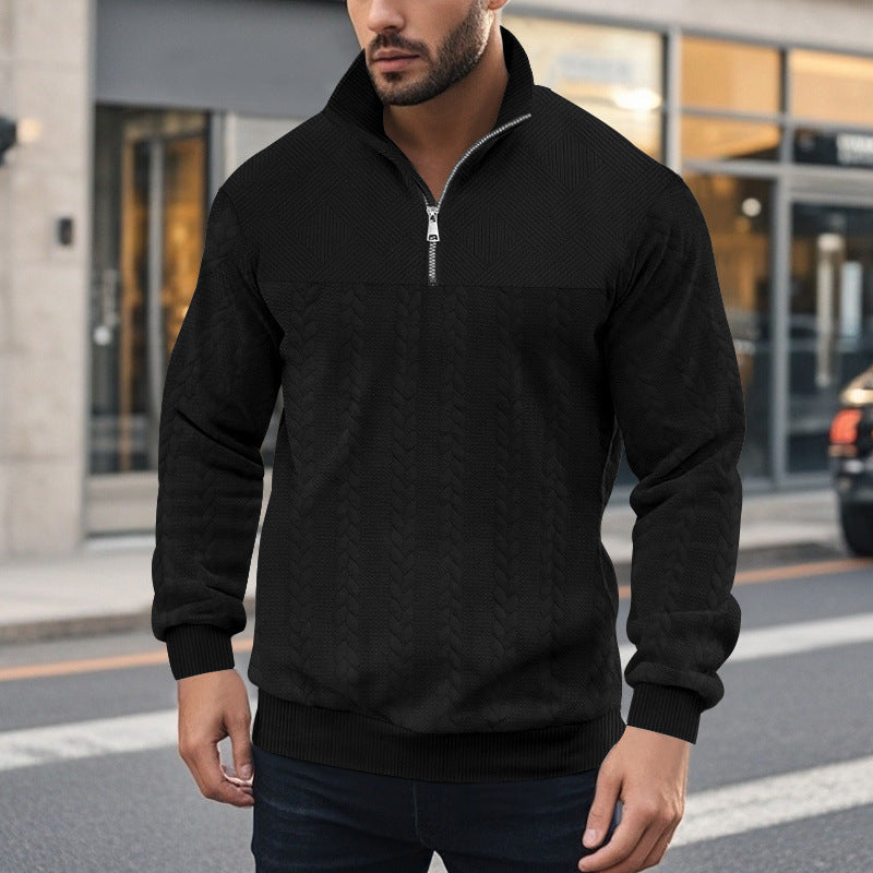 Herren Halbzip-Pullover mit Zopfstrick-Optik und Strukturpaneelen Shop Nory