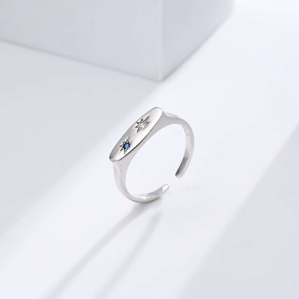 Damen Offener Ring mit funkelnden Zirkon-Akzenten aus 925 Sterling Silber Shop Nory