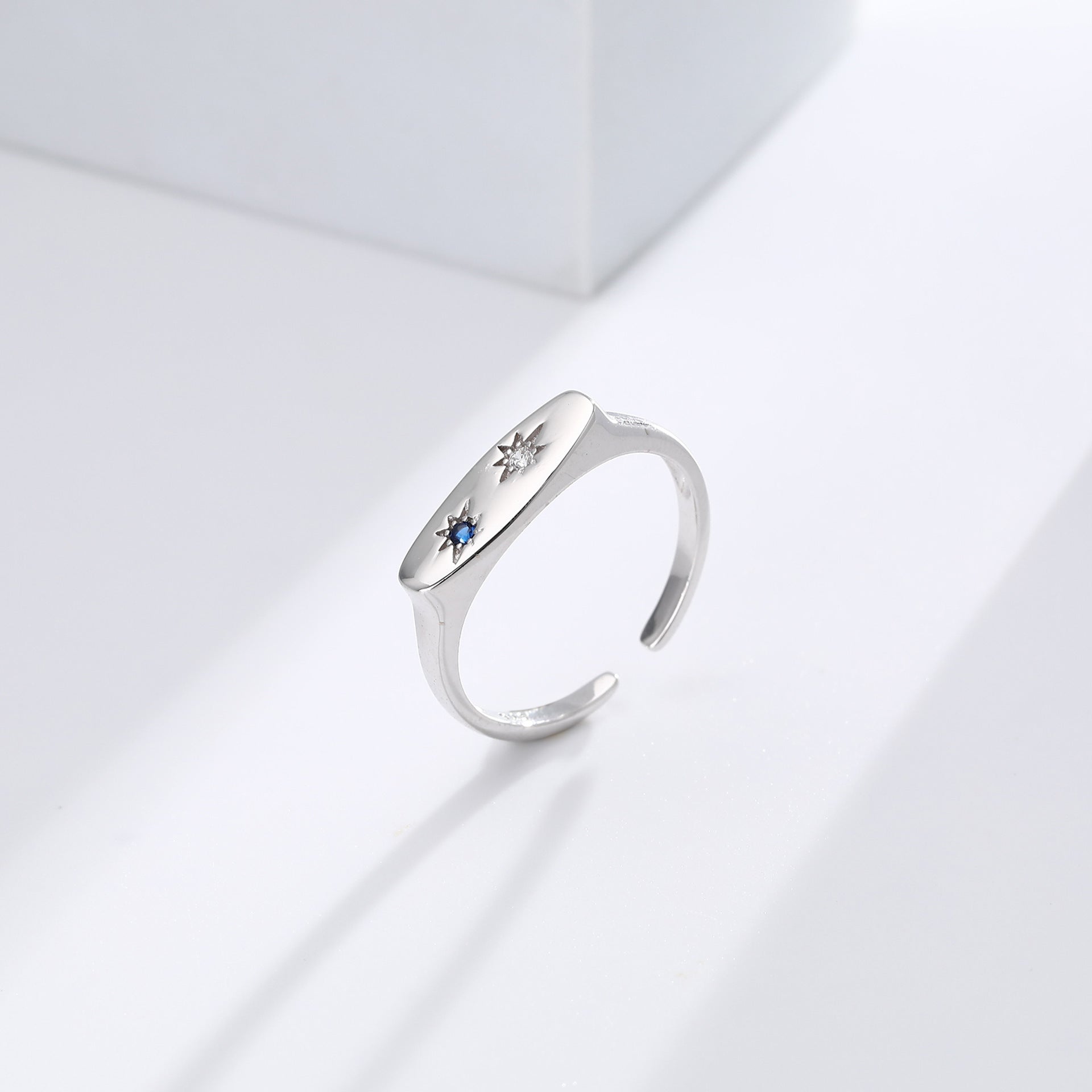 Damen Offener Ring mit funkelnden Zirkon-Akzenten aus 925 Sterling Silber Shop Nory