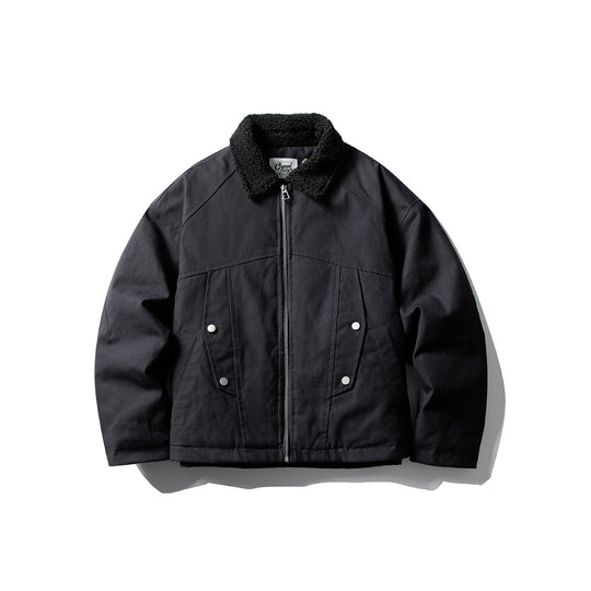 Unisex Kurzer Canvas-Fieldblouson mit Teddykragen und Zwei-Wege-Reißverschluss Shop Nory