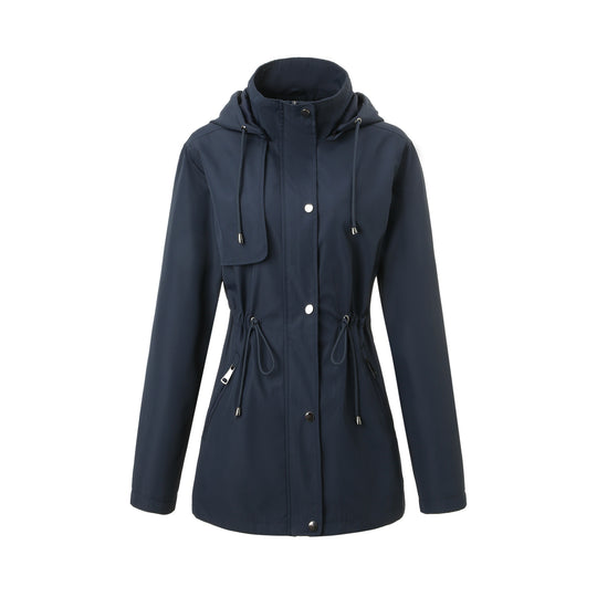 Damen Leichter Regenparka mit Kapuze und Taillenzug Shop Nory