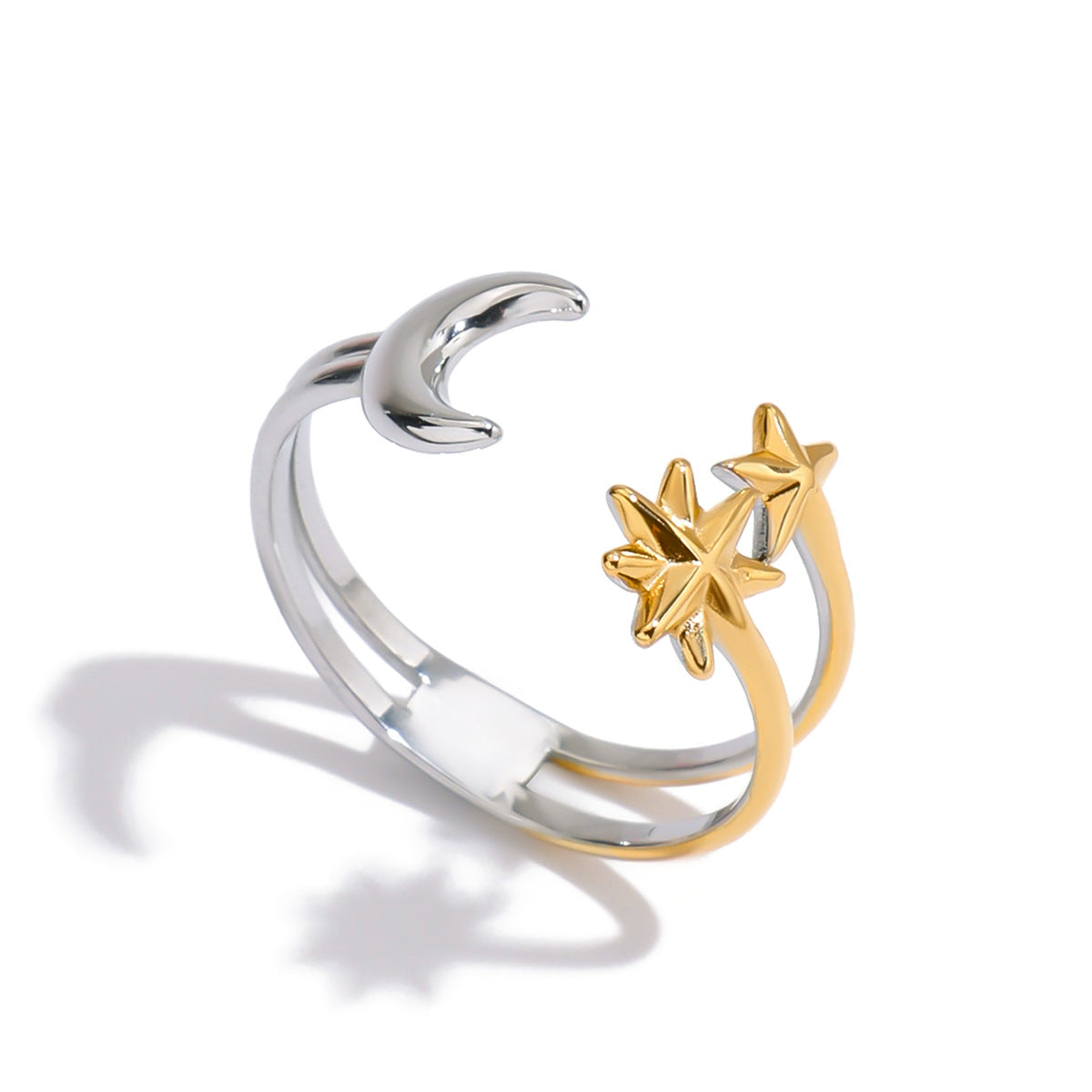 Damen Offener Ring mit mondförmigem und sternförmigen Design Shop Nory