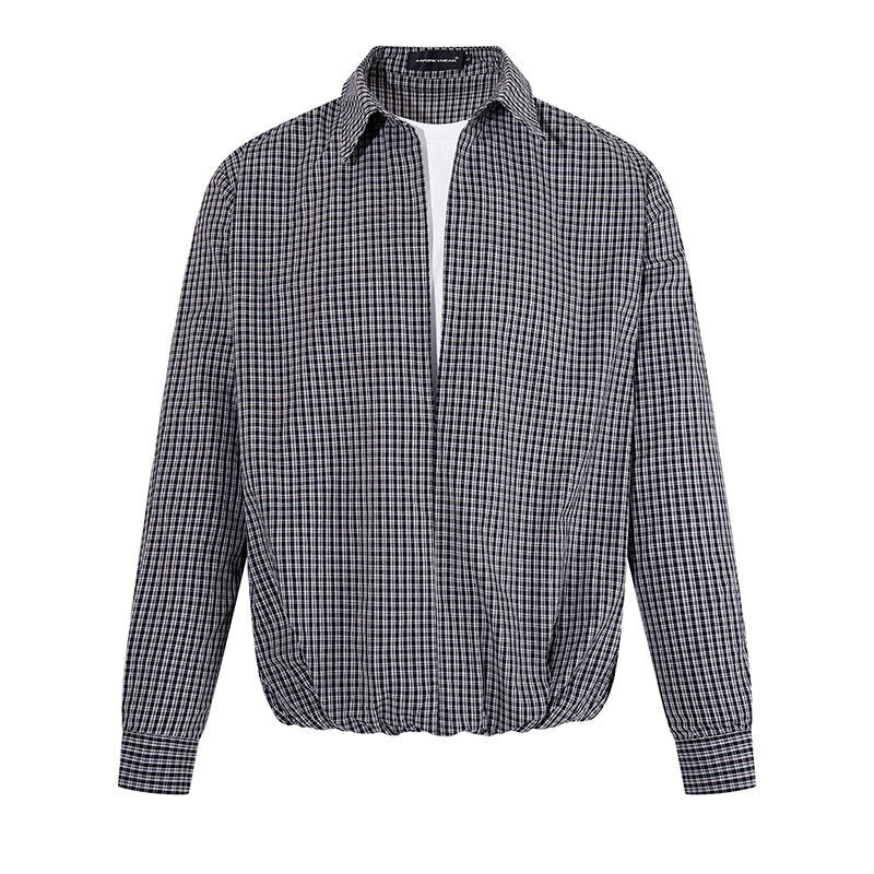 Herren Overshirt-Blouson im Karomuster mit Gummizugbund und Hemdkragen Shop Nory