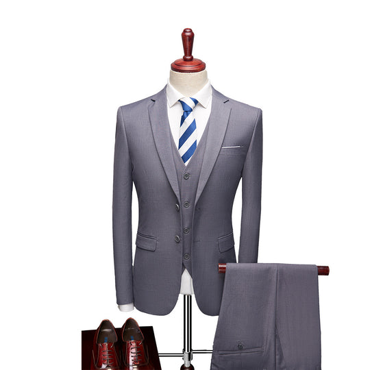 Herren Dreiteiliger Business-Anzug mit tailliertem Schnitt, Weste und klassischem Revers Shop Nory