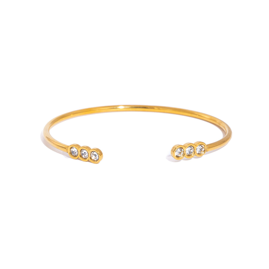 Damen Offenes Armband mit funkelnden Zirkonia und hypoallergener Edelstahlverarbeitung Shop Nory