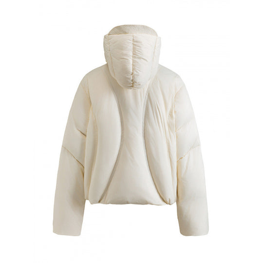 Unisex Kurz geschnittene Steppjacke mit hohem Kragen, Kapuze und Reißverschlüssen Shop Nory