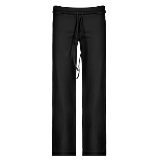 Damen nan weiche Highwaist-Loungehose aus Baumwollmix mit elastischem Komfortbund, Bindekordel und geradem Bein Shop Nory