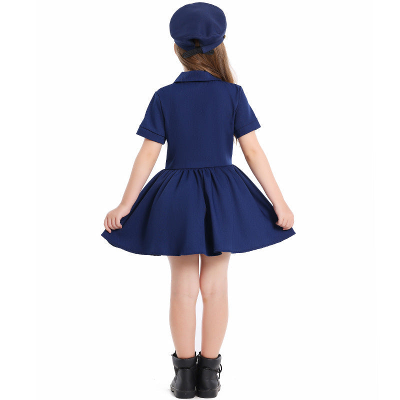 Mädchen Polizeikostüm mit Kleid und Mütze Shop Nory