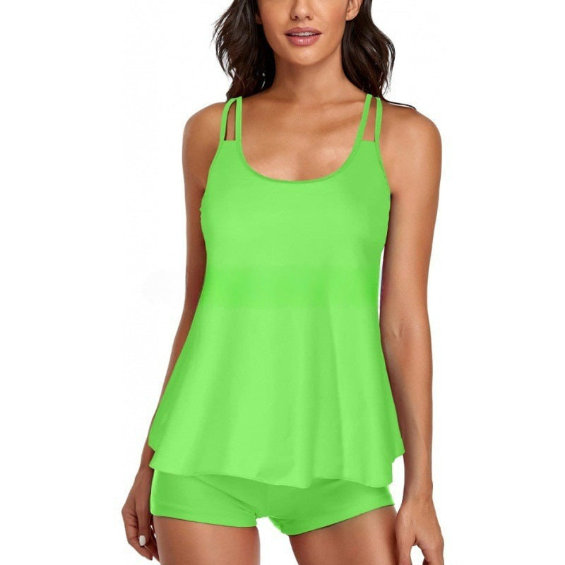 Damen Sportliches Tankini-Set mit bequemem Shorts und verstellbaren Trägern Shopnory