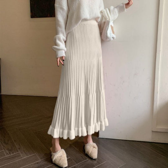 Damen Eleganter Plisseerock mit Volants Shop Nory