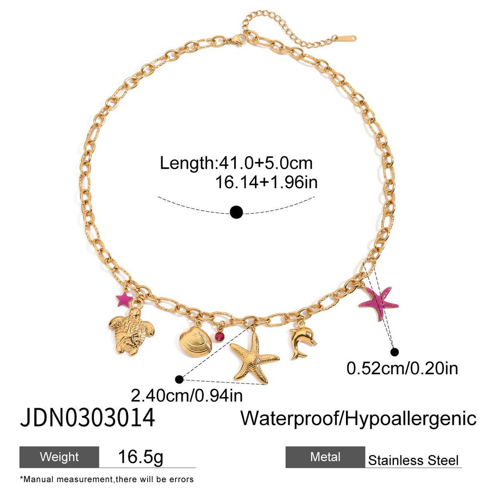 Damen Halskette mit stilvollem Seestern-Anhänger aus hypoallergenem Edelstahl Shop Nory