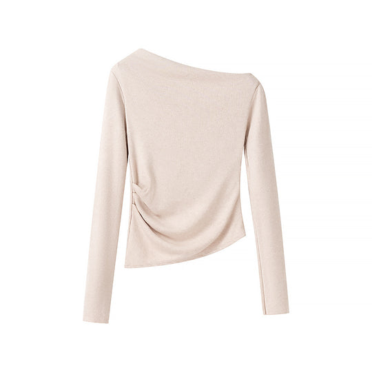 Damen Asymmetrisches One-Shoulder Langarmshirt mit seitlicher Raffung Shop Nory