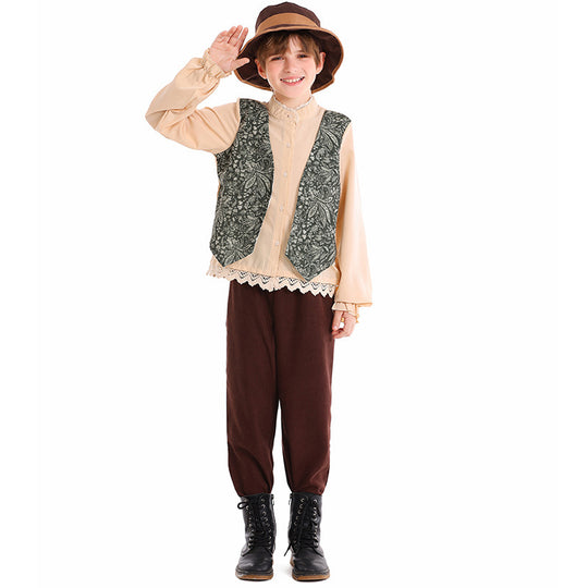 Unisex nan Kinderkostüm Set mit bestickter Paisley-Weste und Rüschenbluse Shop Nory