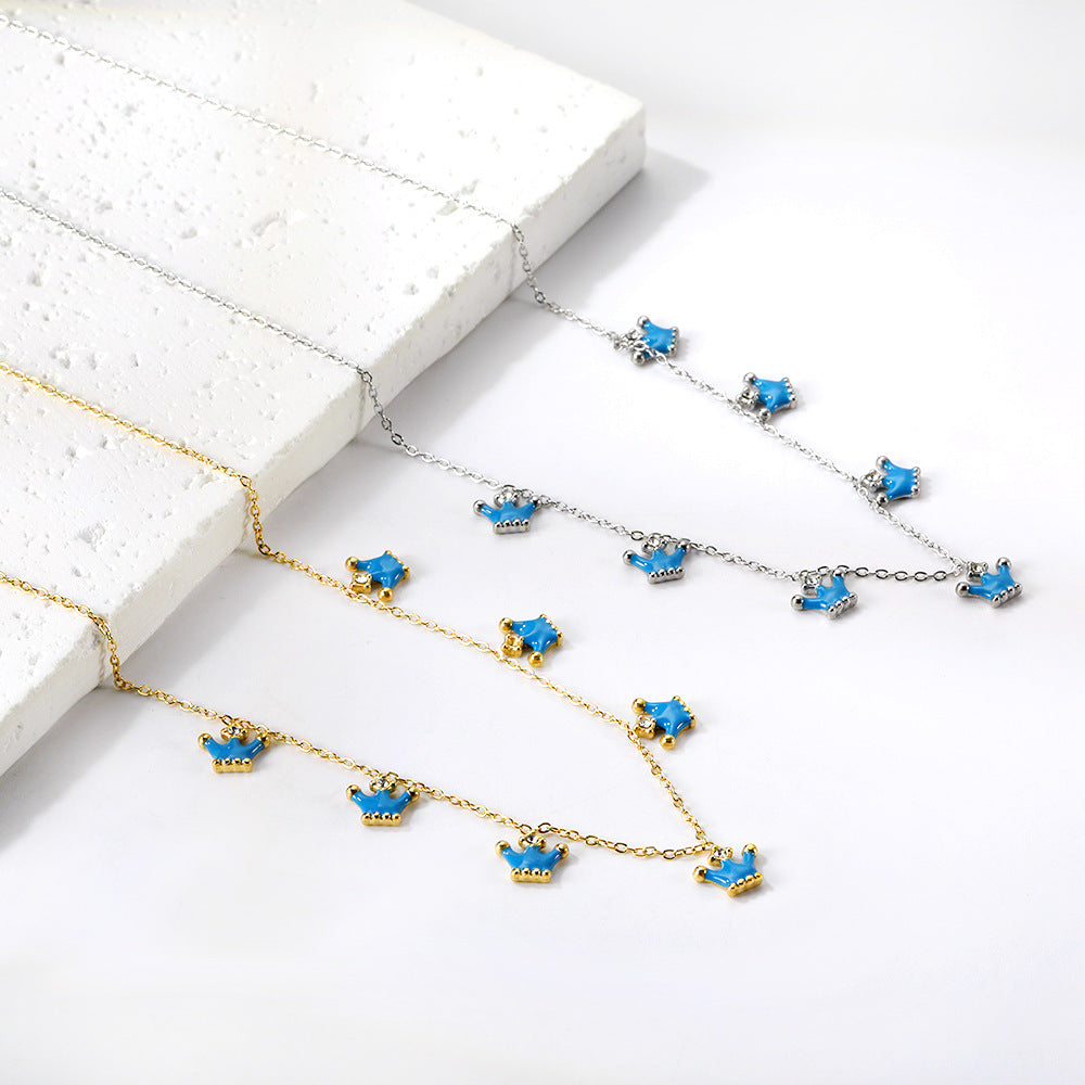 Damen Halskette mit königlichen Krönchen-Anhängern aus hochwertigem Edelstahl und elegantem Goldüberzug Shop Nory