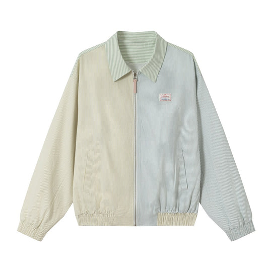 Unisex Gestreifte Pastell-Cordblousonjacke im Boxy‑Cut mit Hemdkragen und Elastikbund Shop Nory