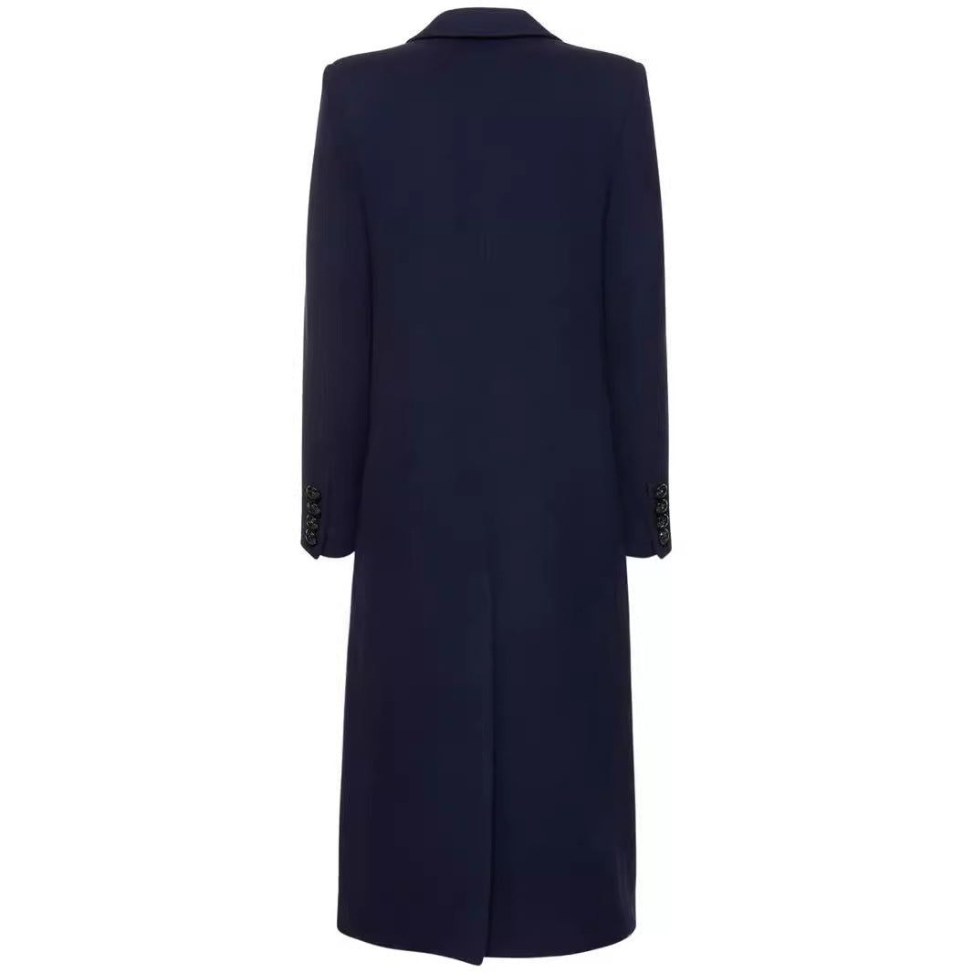 Damen Midilanger Einreihiger Tailoring‑Mantel mit schmalem Revers und Pattentaschen Shop Nory