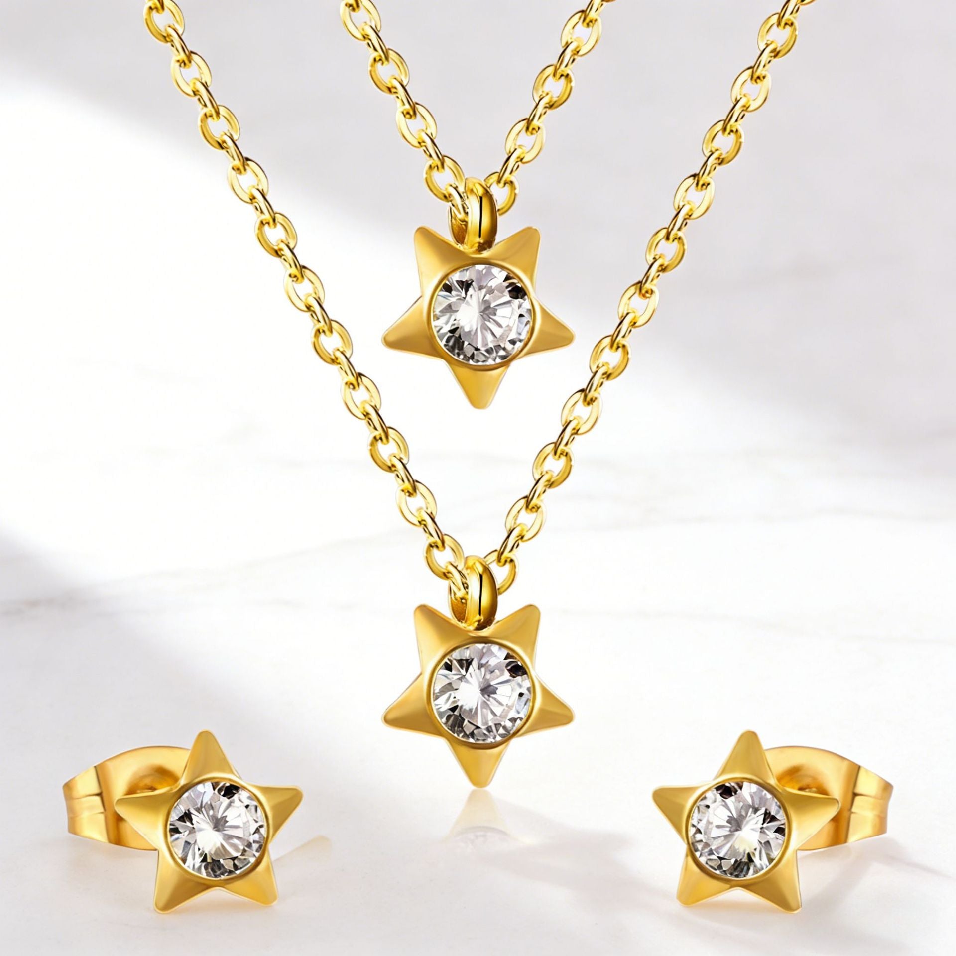 Damen Schmuckset mit funkelnden Stern-Anhängern Shop Nory