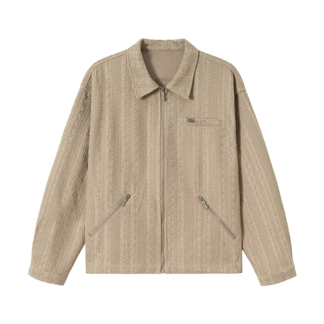 Unisex Texturierte Boxy-Blousonjacke mit durchgehendem Reißverschluss Shop Nory