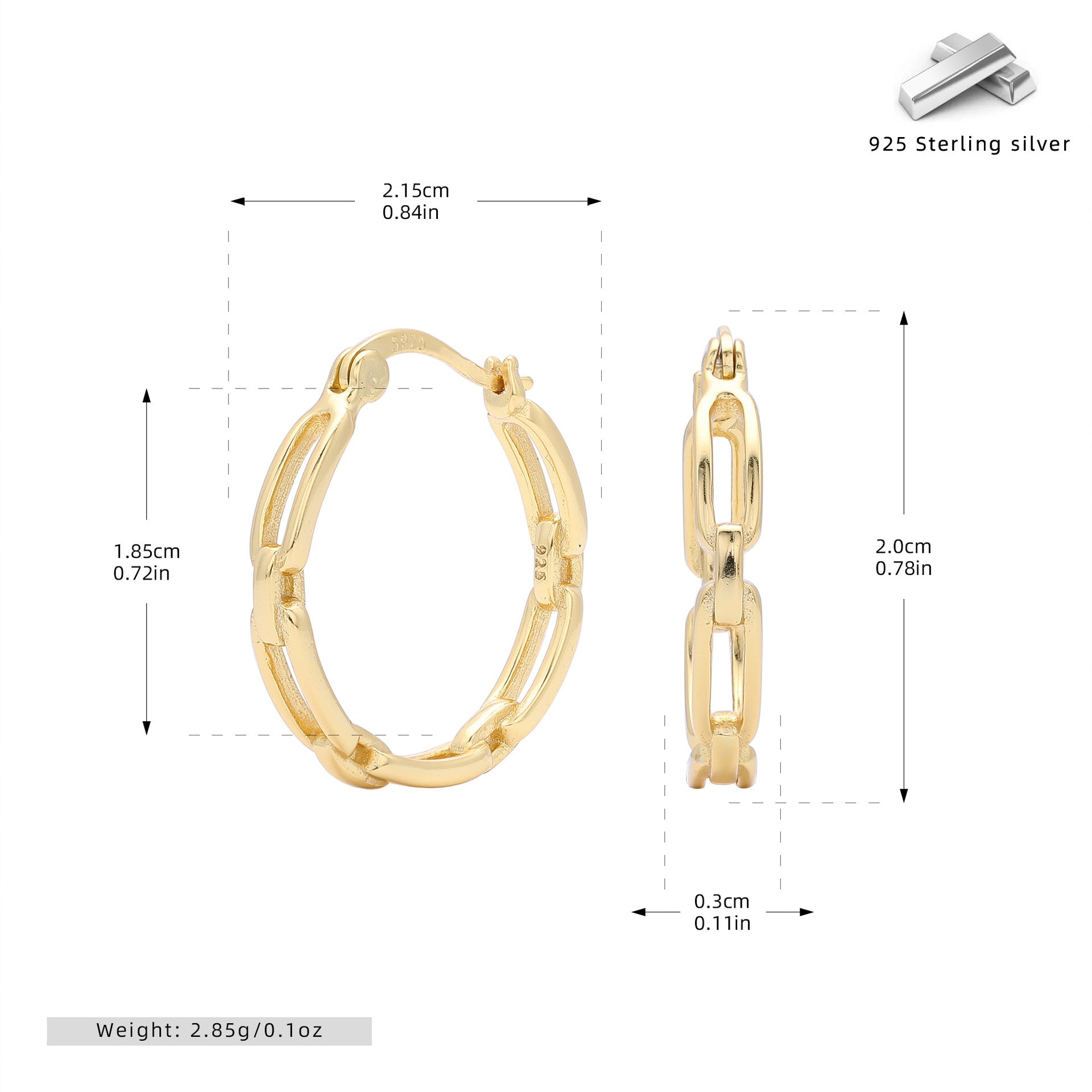 Damen Ohrhänger im modernen Kettendesign aus 925 Sterlingsilber Shop Nory