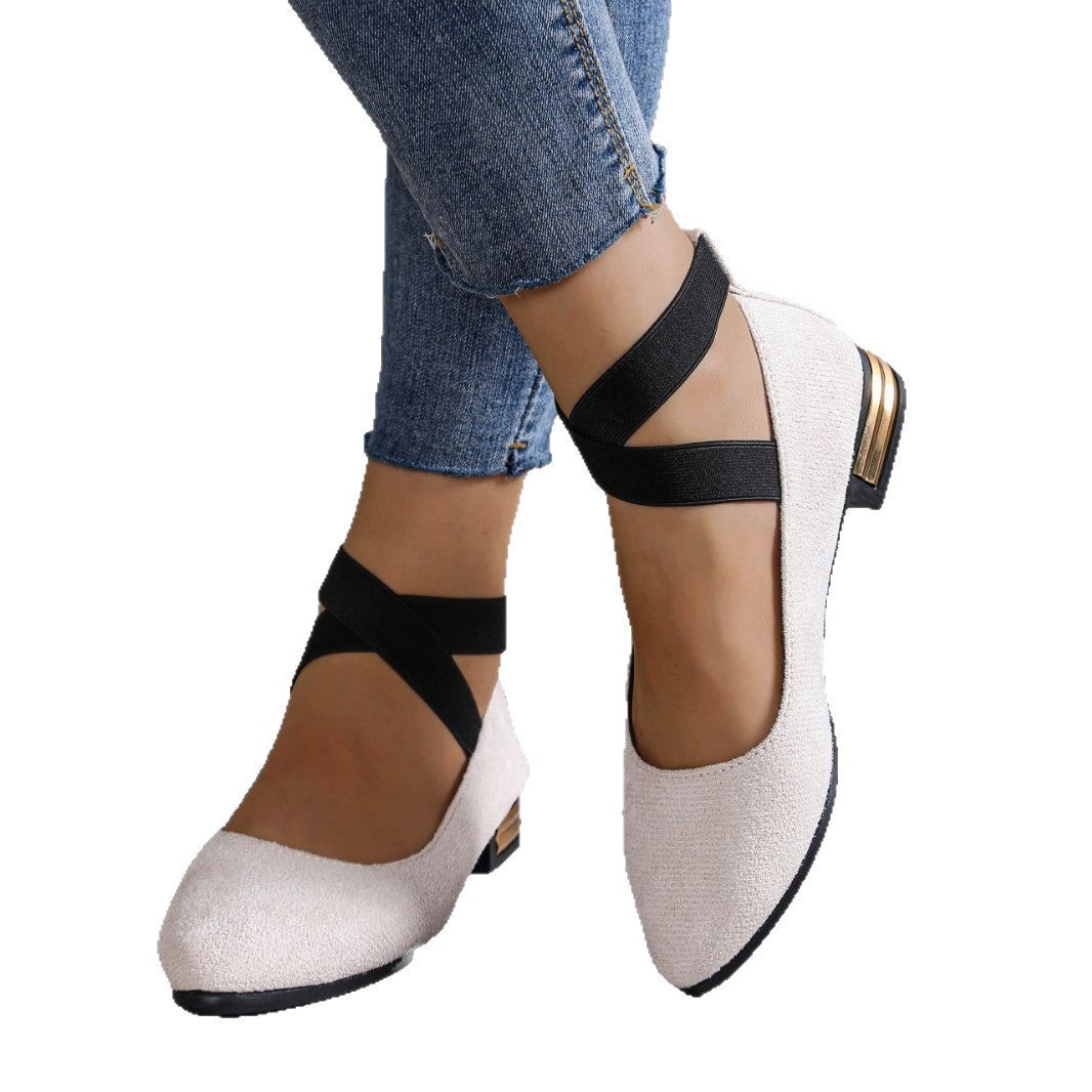 Damen Elegante Ballerinas mit elastischem Riemchen