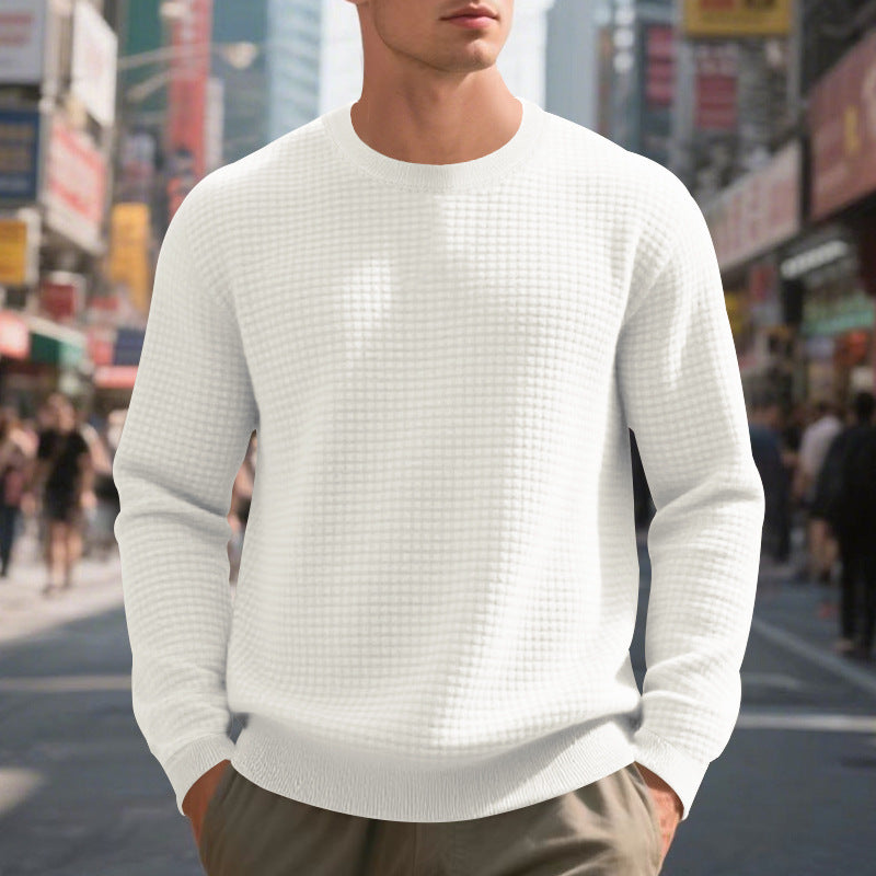 Herren nan Feinstrukturierter Strickpullover mit Waffelstruktur und Rundhalsausschnitt Shop Nory