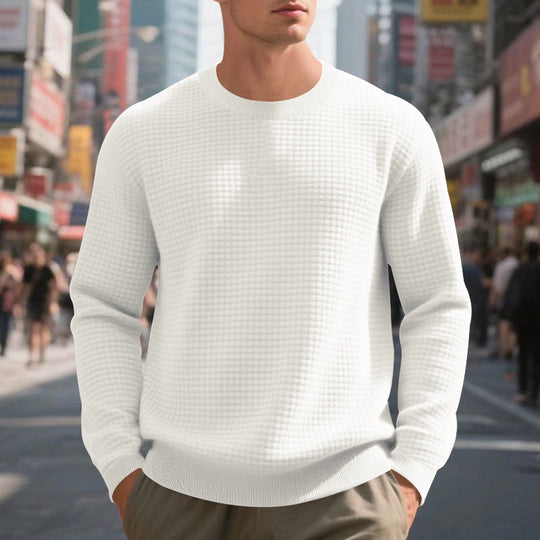 Herren nan Feinstrukturierter Strickpullover mit Waffelstruktur und Rundhalsausschnitt Shop Nory
