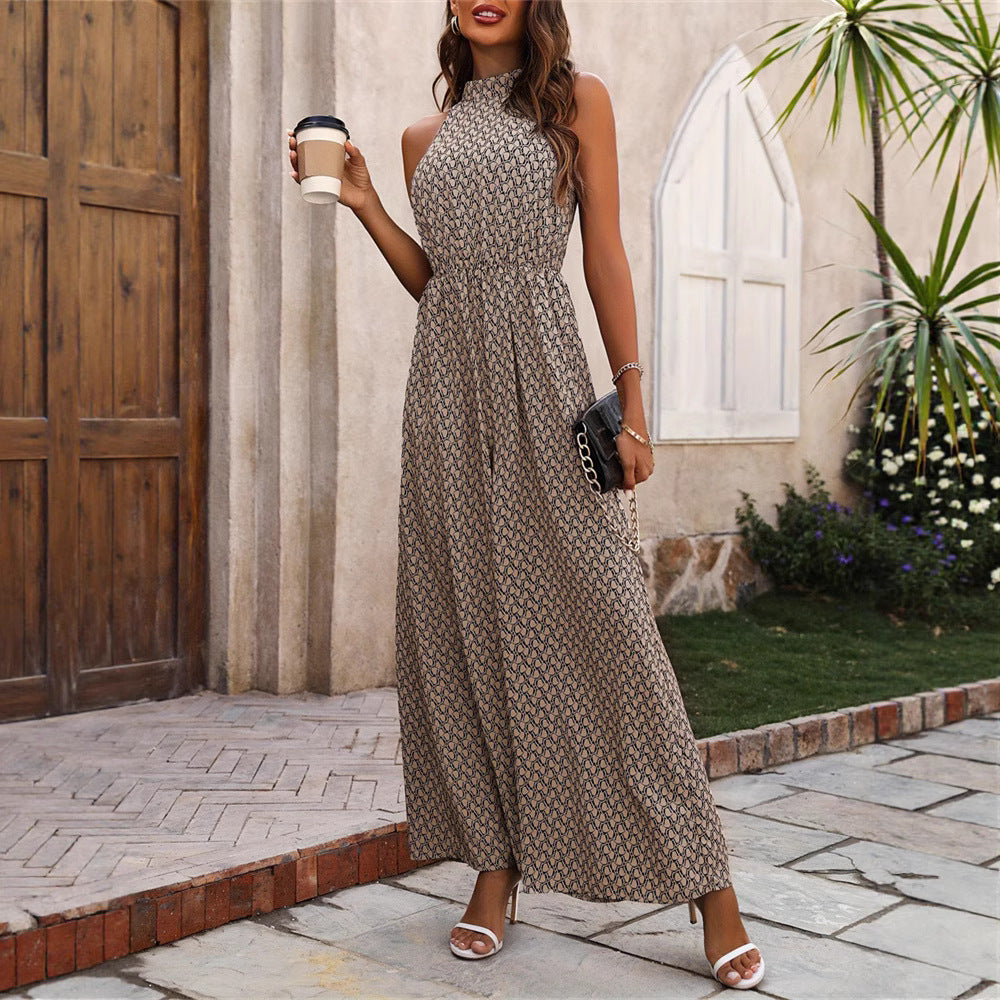 Damen Jumpsuit mit weitem Bein und hochgeschlossenem Ausschnitt