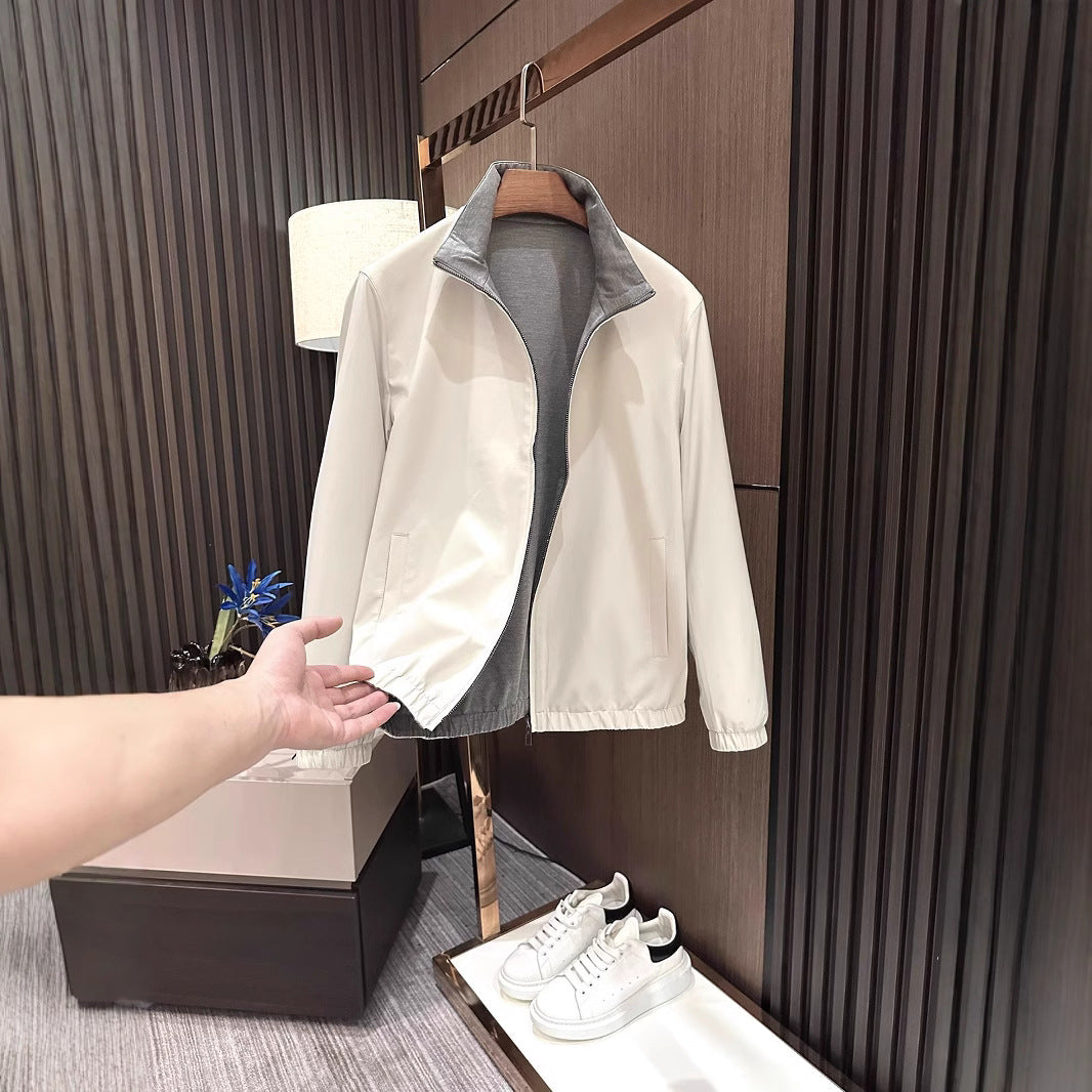 Herren Leichte Reißverschluss-Jacke mit elastischem Saum und kontrastkragen Shop Nory