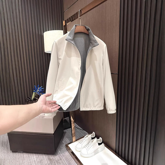 Herren Leichte Reißverschluss-Jacke mit elastischem Saum und kontrastkragen Shop Nory
