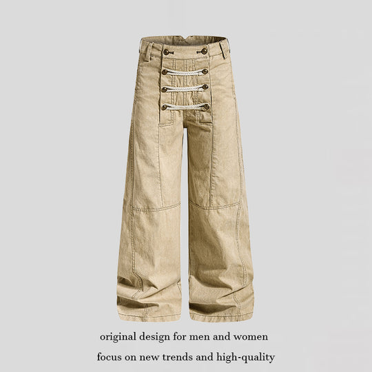 Damen High‑Waist Maritim inspirierte weite Bundhose mit dekorativer Kordel‑Schnürung Shop Nory