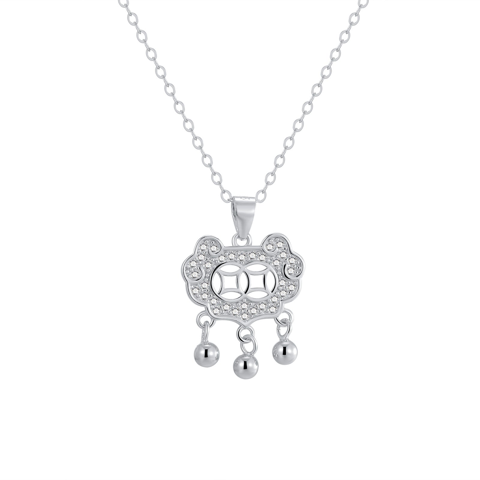 Damen Kette mit kunstvollem Anhänger und eleganten Perlelementen Shop Nory