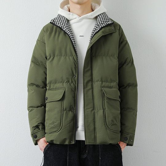 Herren Modische Pufferjacke mit Karokragen Shop Nory