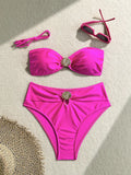 Damen Eleganter Bandeau-Bikini mit schimmernden Muschel-Details