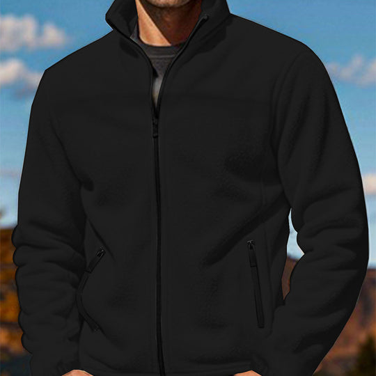Herren Fleece-Übergangsjacke mit Stehkragen, durchgehendem Reißverschluss und Reißverschlusstaschen Shop Nory