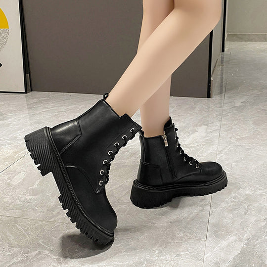 Damen Gefütterte Schnür-Bikerboots mit dicker Profilsohle Shop Nory