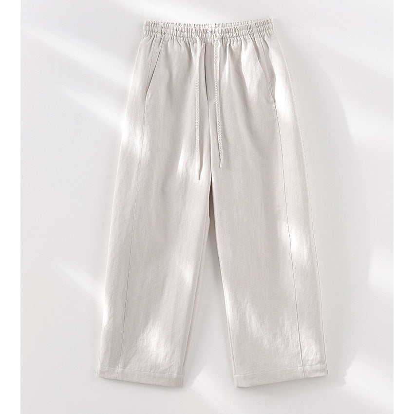 Damen Weite High‑Waist Leinenmix-Hose mit elastischem Bund und Kordelzug Shop Nory