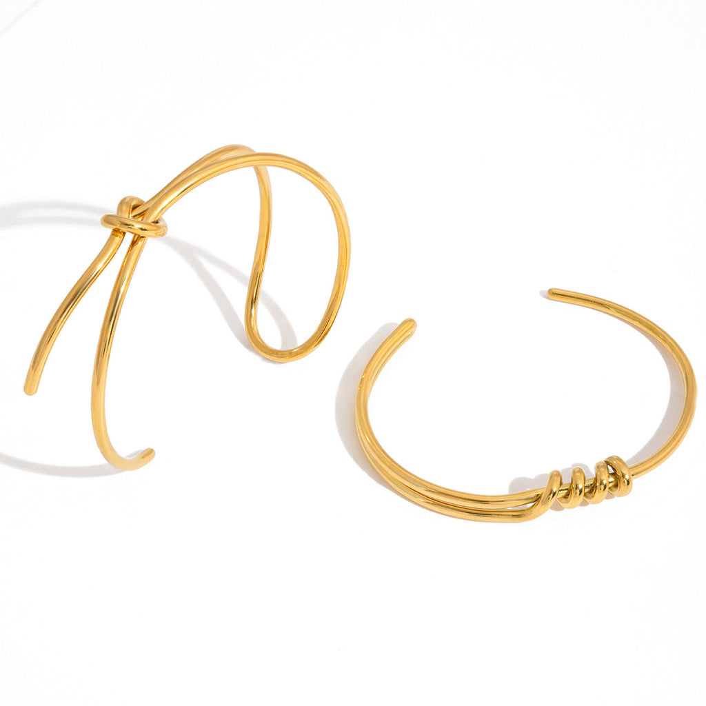 Damen Offenes Armband aus hypoallergenem Edelstahl mit elegantem Knoten-Design Shop Nory