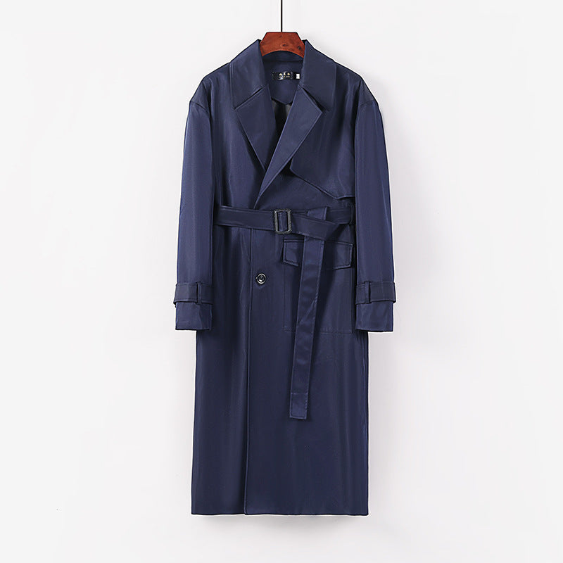 Damen Langer taillierter Trenchcoat mit Bindegürtel und weitem Schalkragen Shop Nory