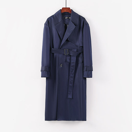 Damen Langer taillierter Trenchcoat mit Bindegürtel und weitem Schalkragen Shop Nory