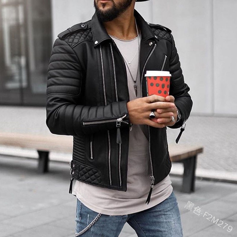 Herren Bikerjacke mit Steppungen und Reißverschlüssen