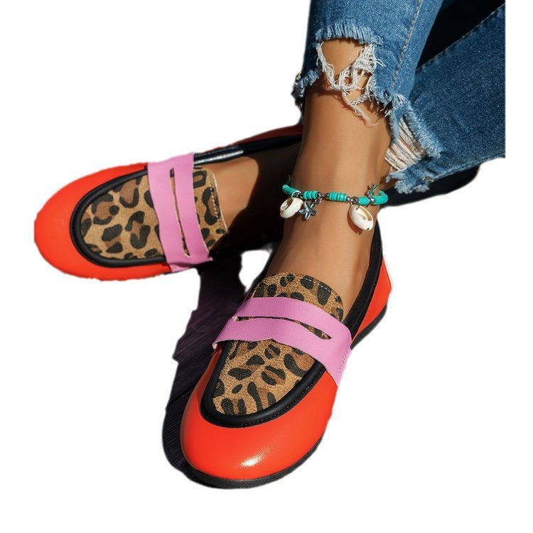 Damen modische Loafers mit Animal-Print und bunten Akzenten Shopnory