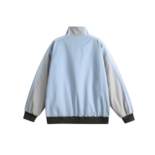 Unisex Leichte Retro-Trackjacke mit Stehkragen, kontrastierenden Streifen und gerippten Bündchen Shop Nory