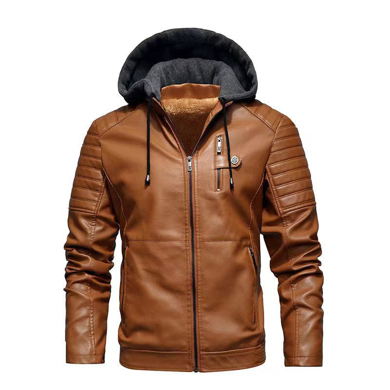 Herren Lederjacke mit abnehmbarer Kapuze Shop Nory