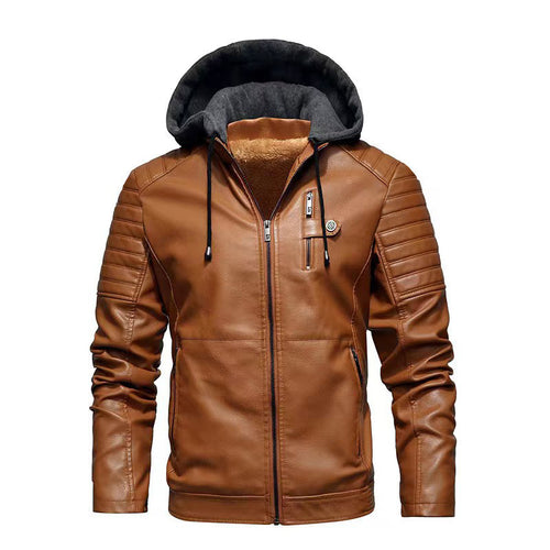 Herren Lederjacke mit abnehmbarer Kapuze Shop Nory