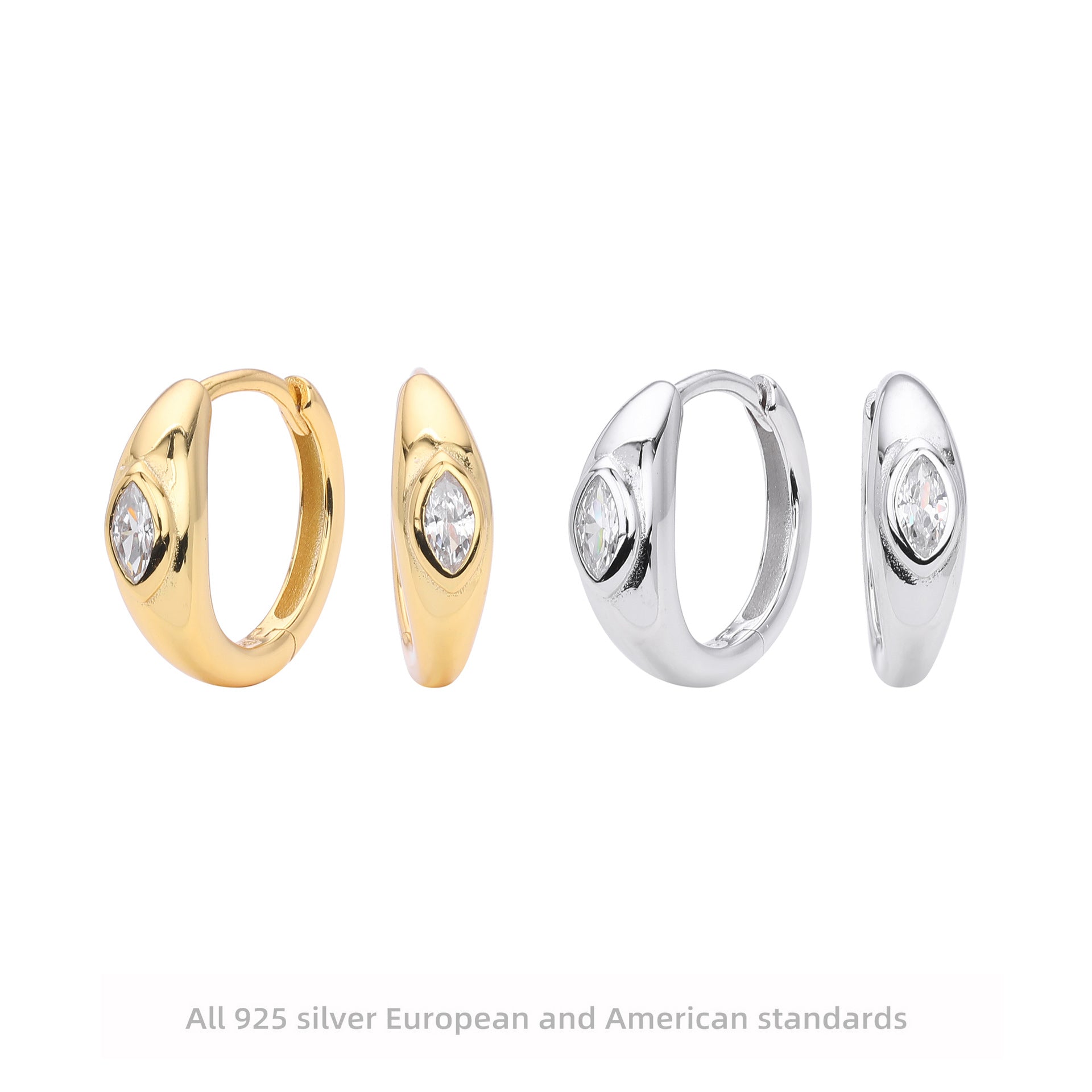 Damen Ohrstecker mit funkelndem Zirkon aus hochwertigem 925 Sterling Silber Shop Nory