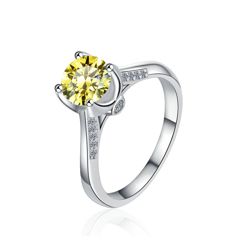 Damen Solitär ring mit strahlendem rosafarbenem Zirkonia und elegantem Besatz Shop Nory