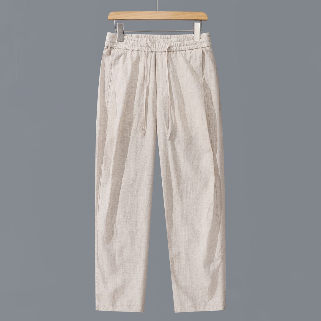 Herren Leinen-Baumwollhose mit elastischem Bund und Tunnelzug Shop Nory