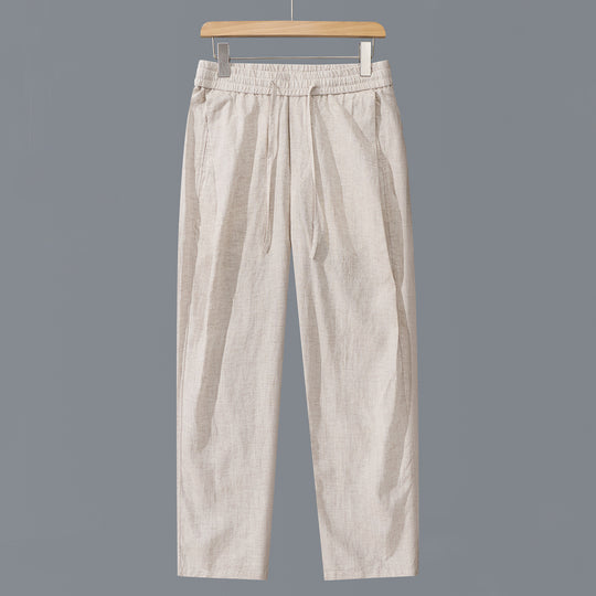 Herren Leinen-Baumwollhose mit elastischem Bund und Tunnelzug Shop Nory