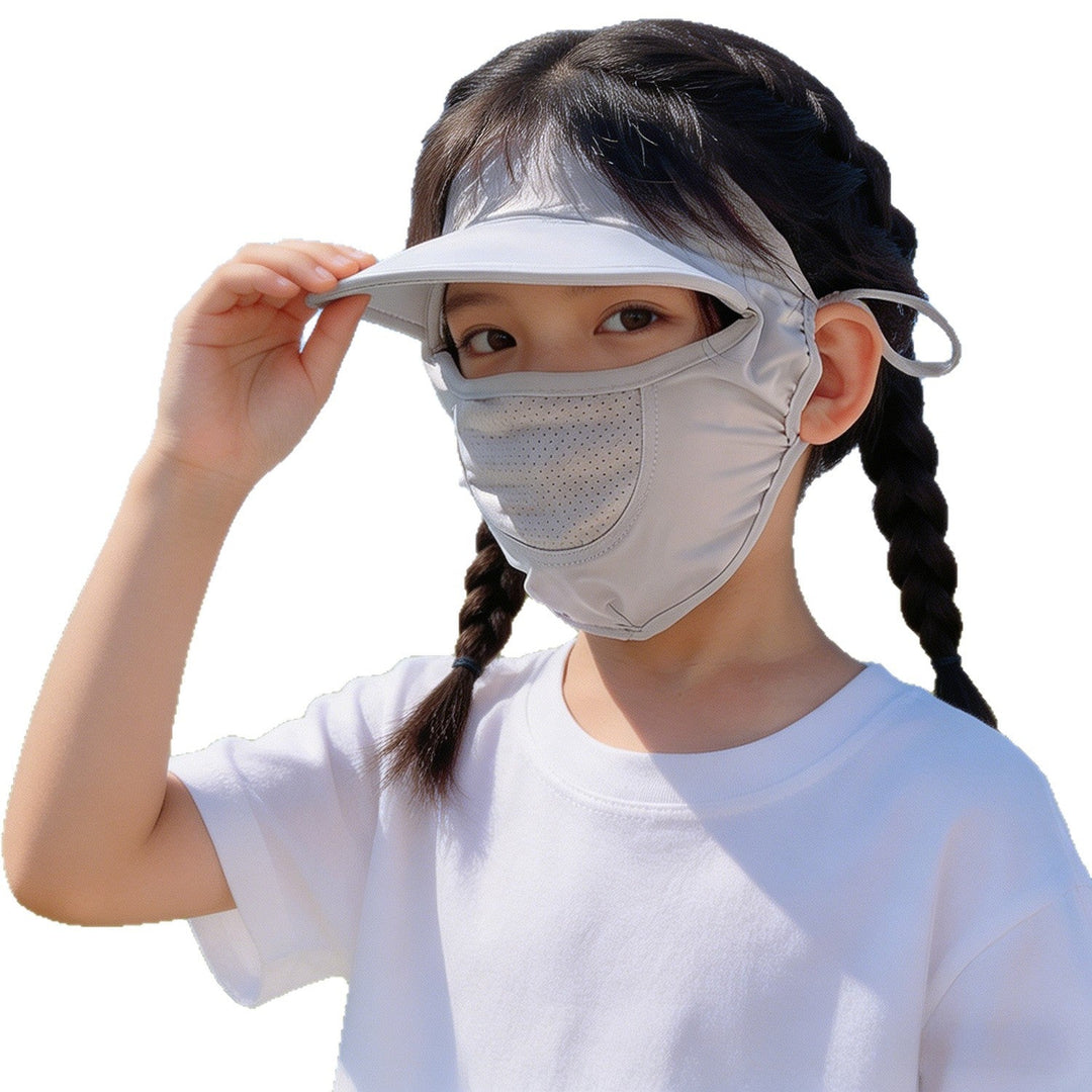 Unisex nan Kinder-Sonnenvisier mit integrierter atmungsaktiver Gesichtsmaske, verstellbarem Nackengurt und perforierter Kinnpartie  Shopnory