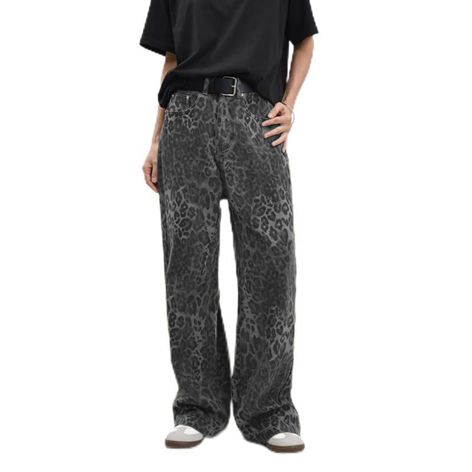 Damen Weit geschnittene Leoprint-Hose mit flexiblem Bund und modischem Design